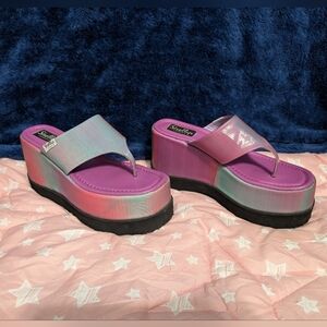 Stylish Pink and Purple Platform Sandals